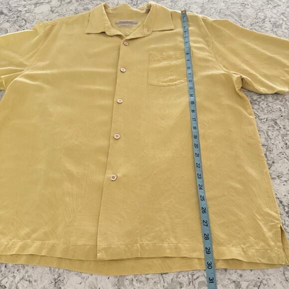Tommy Bahama Silk Shirt Men’s Size XXL 2XL 100% Silk Yellow Short Sleeve Casual - Picture 9 of 10